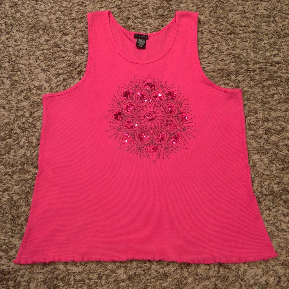 Adorable Pink Sparkle Patterned Pink Tank Top