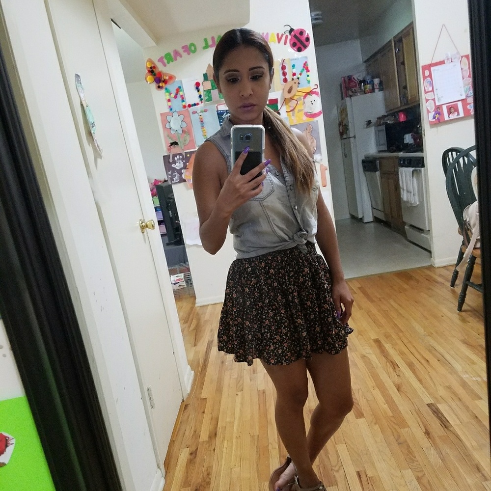 SOLD- Black floral design skirt