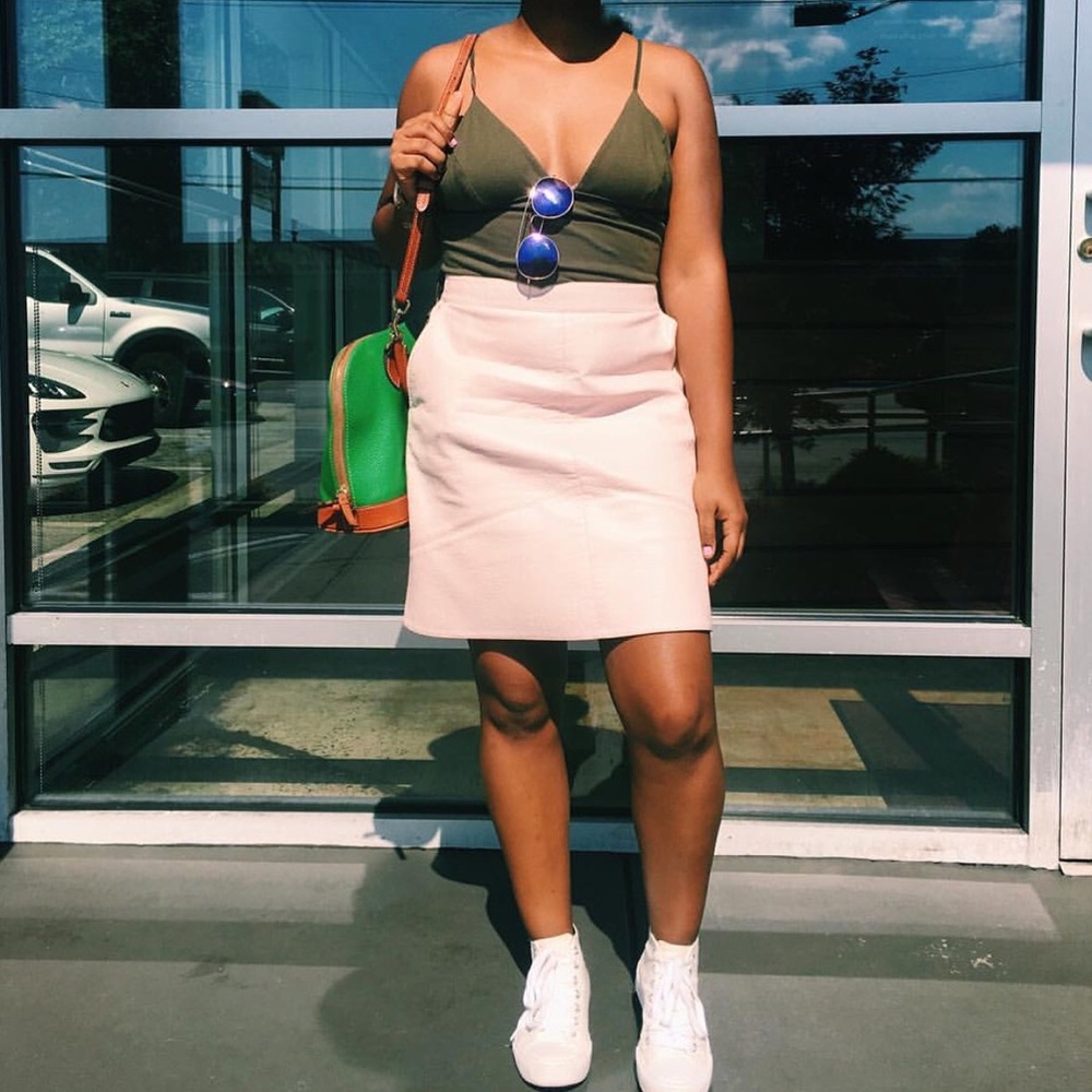 Pink Leather Skirt