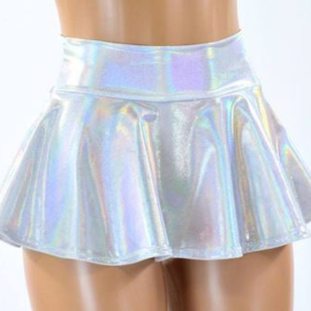 Holographic coquetry clothing rave mini skirt