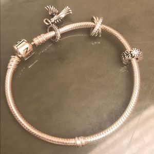 🌷EUC. worn 1x🌷Pandora Bracelet & 3 Charms