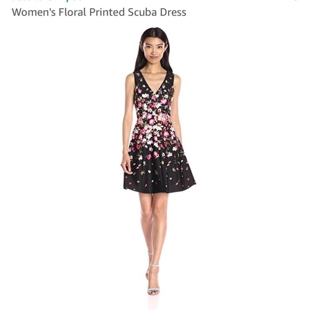Jessica Simpson black scuba floral dress