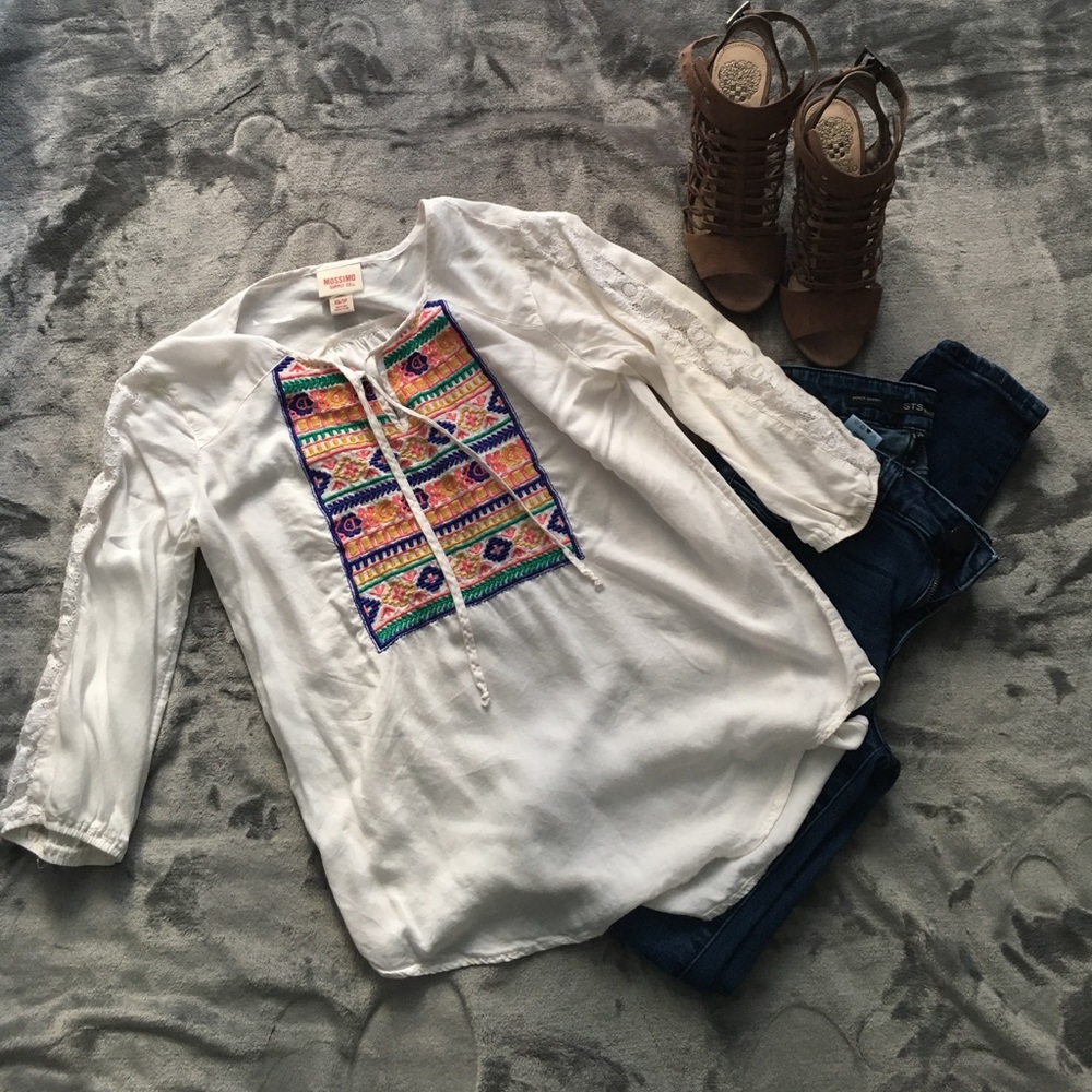 Embroidered peasant top