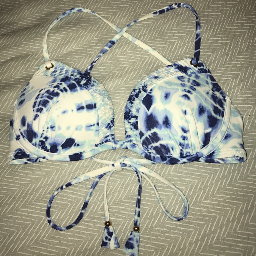 VS size 32B blue & white tie dye pushup bikini top