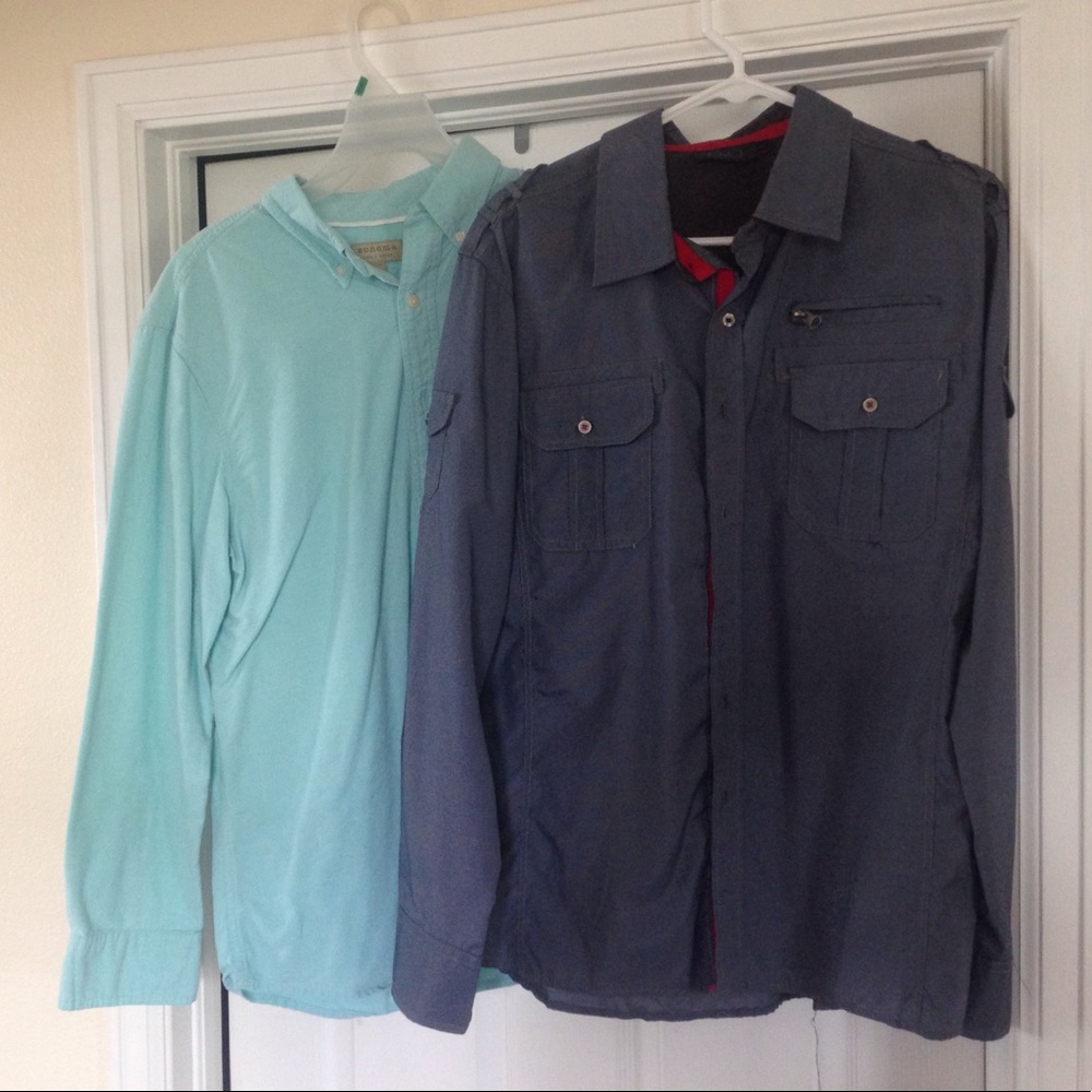 Men's button-up long sleeve shirts.