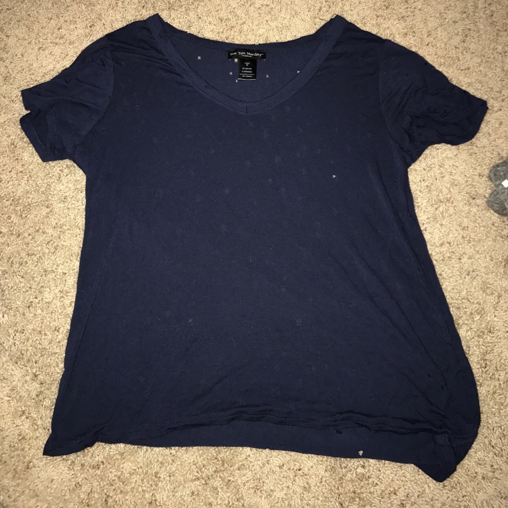 Blue t shirt with holes