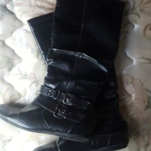 Black leather boots