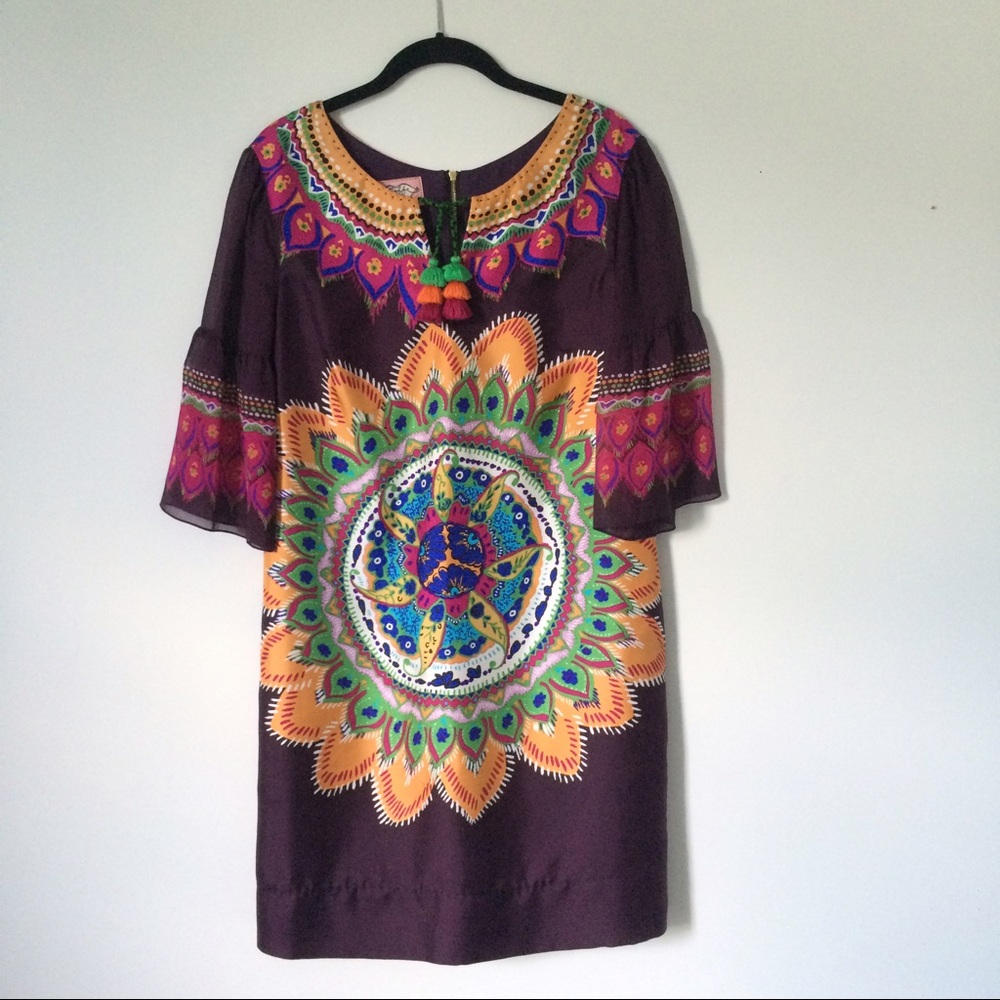 Phoebe Couture Sz10 Boho Silk Purple Dress