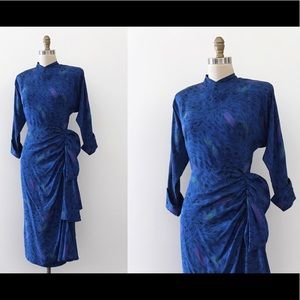 Vintage 1940s novelty print silk dress gondola 40s