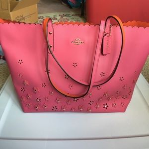 Pink flowers Coach tote