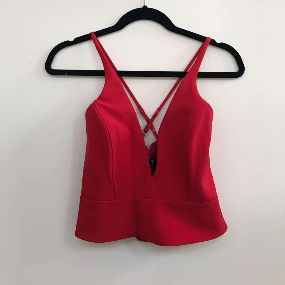 Bloomingdales Bardot Structured Peplum Cropped Top