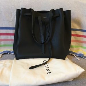 CELINE Cabas Phantom Grained Medium Black Bag