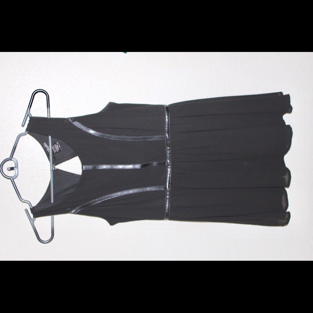 LULU'S Black with leather detail skater dress