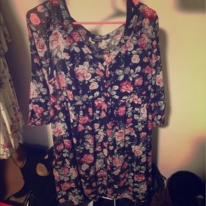 Floral chiffon shirt dress
