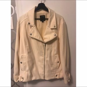 Cream off-center zip coat