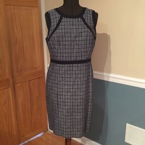 Blue and white sleeveless dress