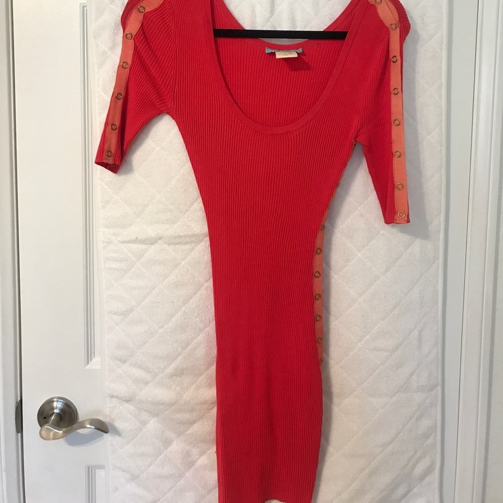Marciano XS coral button up side dress