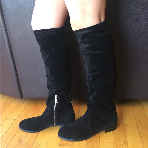 Prada black suede knee high boots - Picture 2 of 6