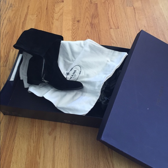 Prada black suede knee high boots - Picture 6 of 6