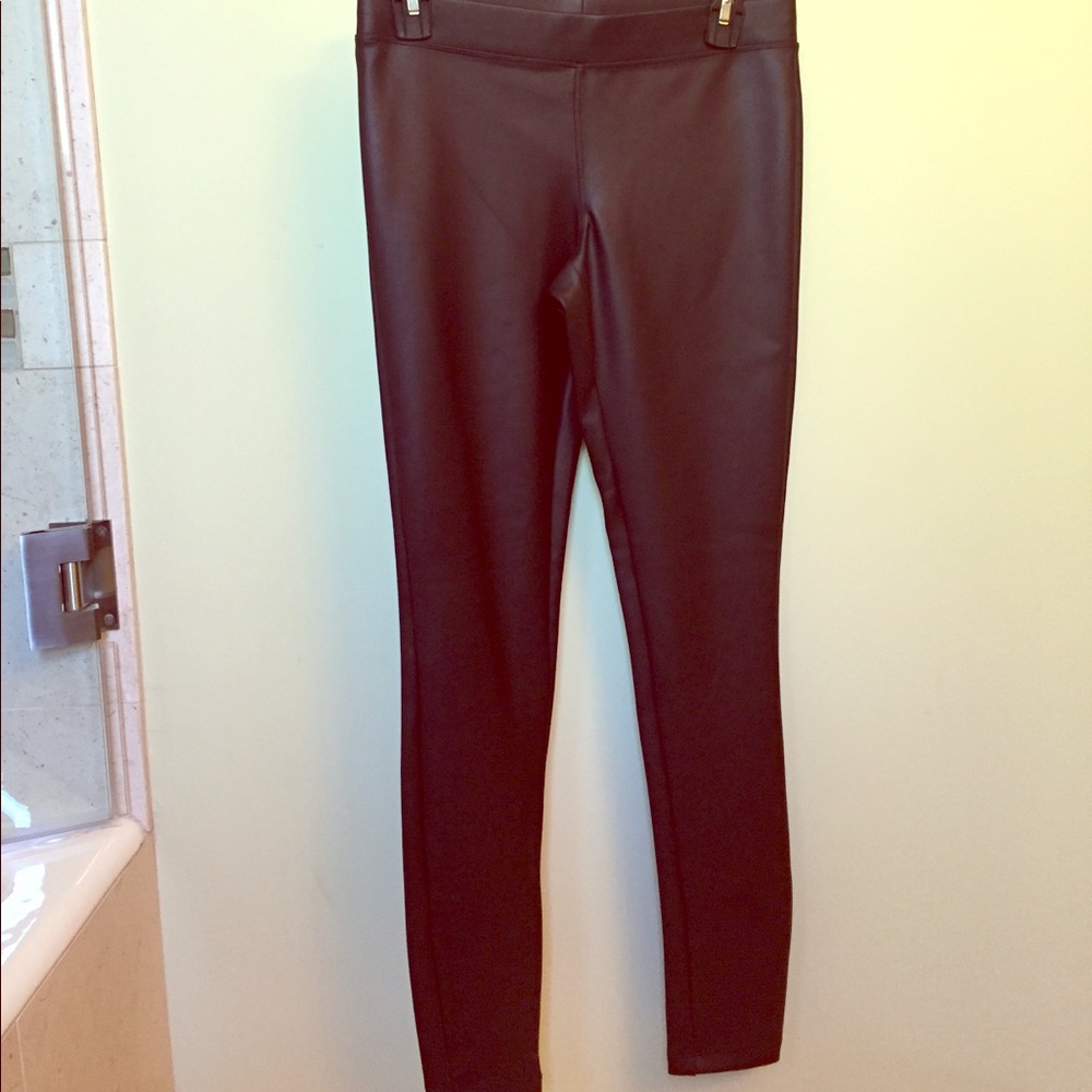 Black faux leather Express leggings