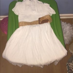 White dress with belt