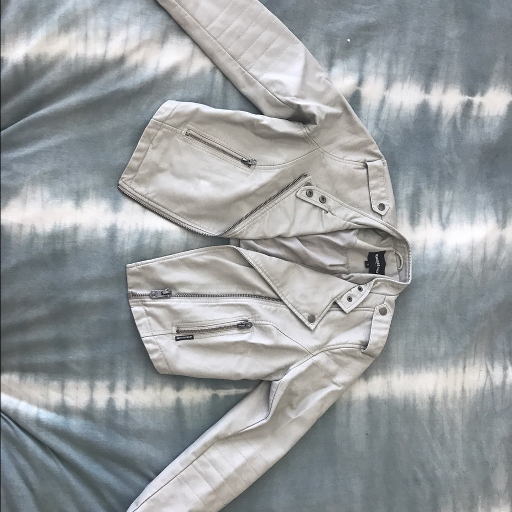 Urban Outfitters white leather jacket