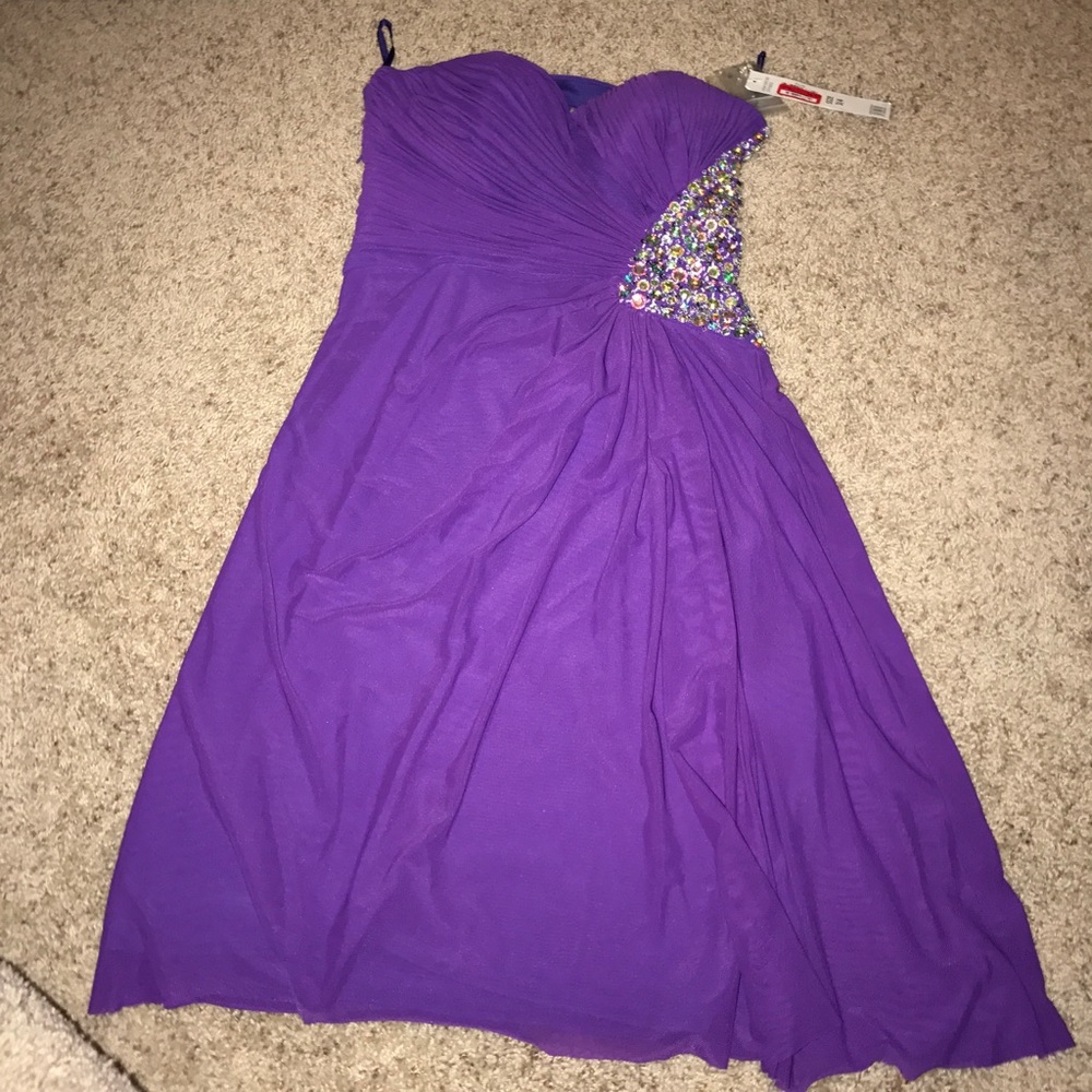 Purple formal dress with sequins on the side