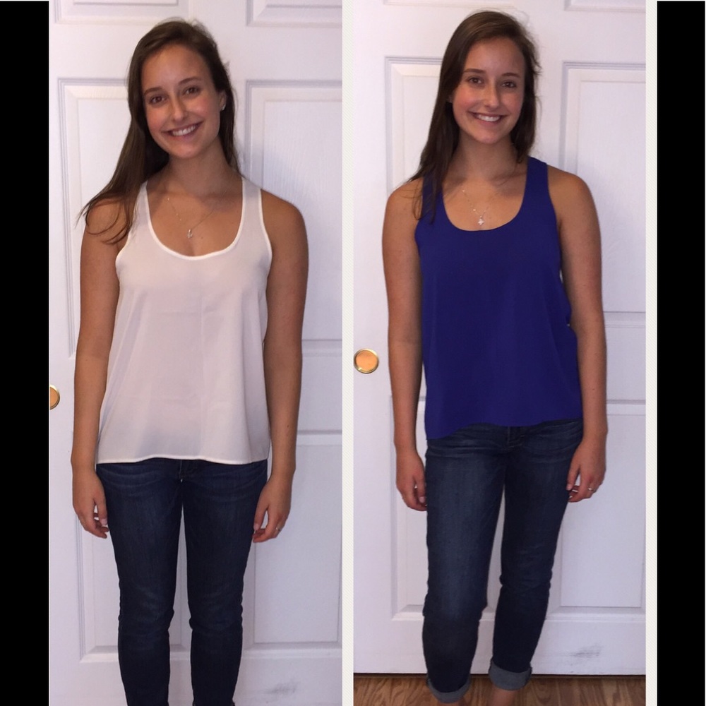 Nordstrom Frenchi racerback tops, blue & white EUC