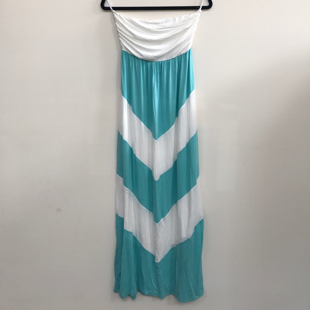 Strapless Chevron Maxi Dress