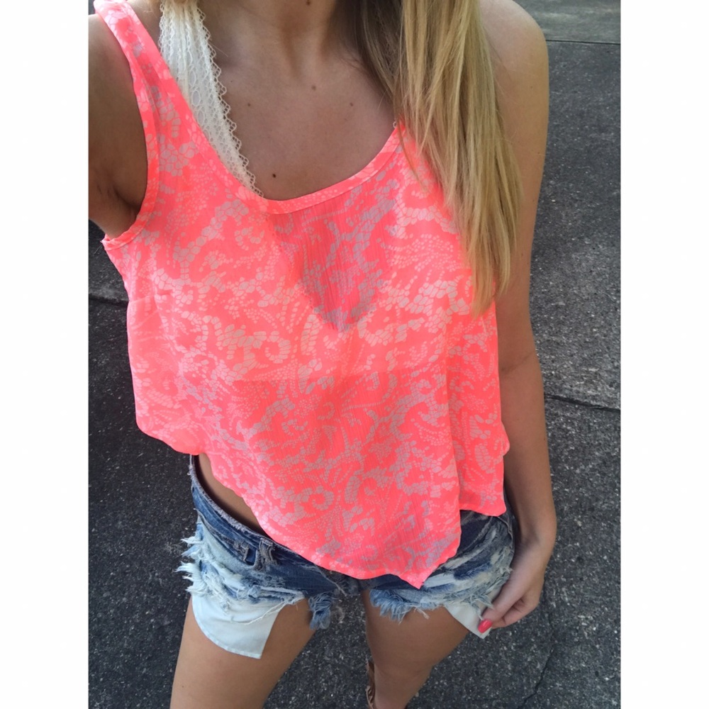 Charlotte Russe XS sheer pink crop top tank