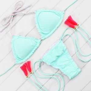 Teal Tassel Bikini