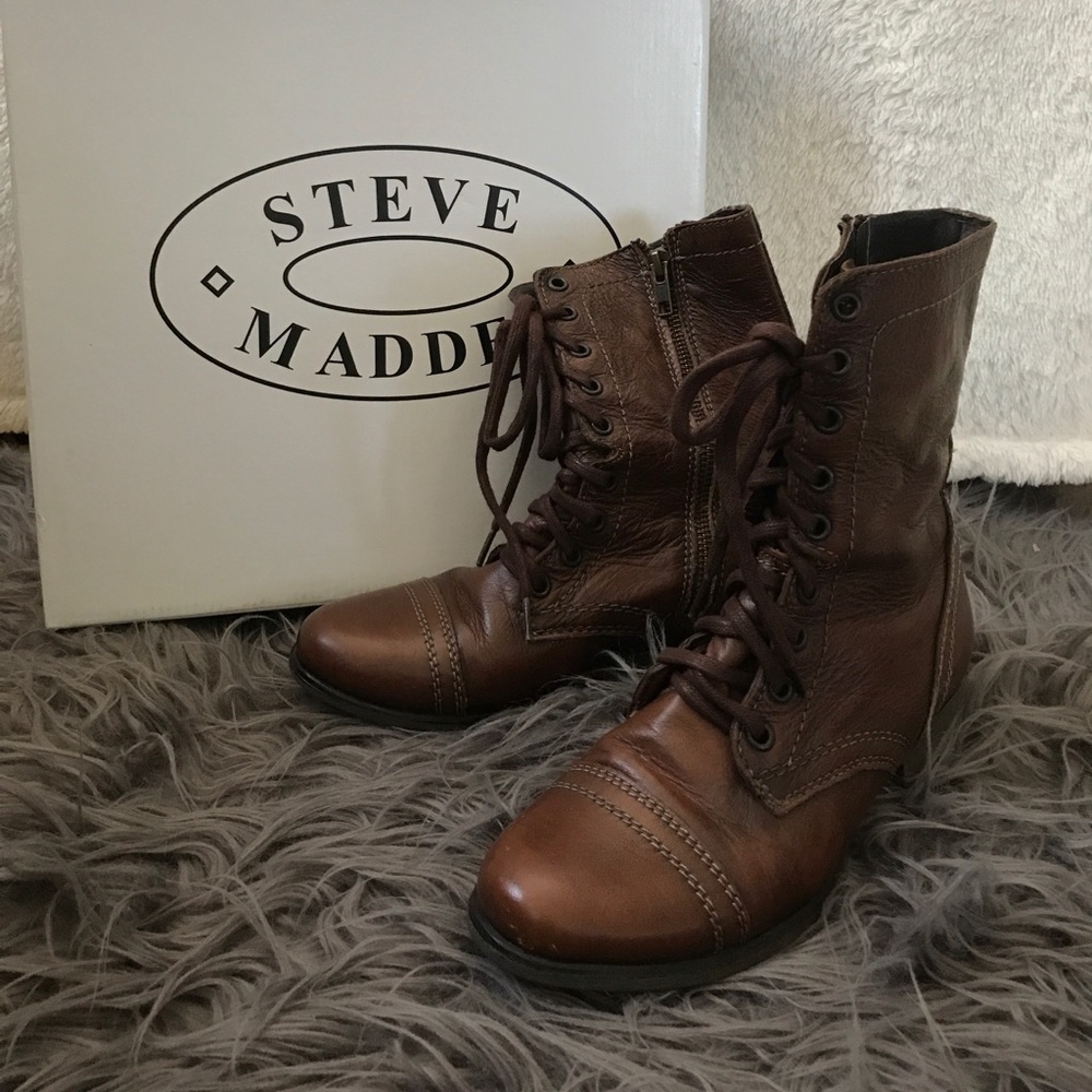 Dark Brown Leather combat boots