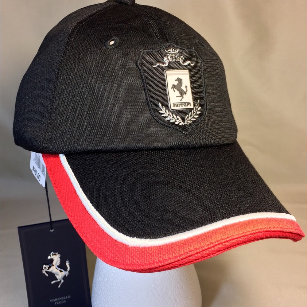 Ferrari baseball hat cap prancing horse NWT Black