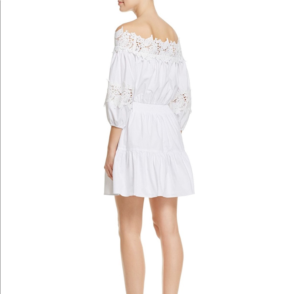 Aqua Off-the-Shoulder White Dress - Picture 2 of 3
