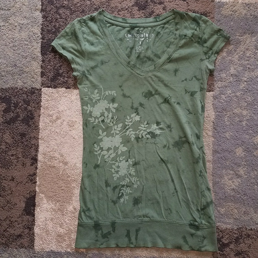 Aeropostale Floral green T