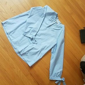 Madewell light blue 3/4 sleeve top