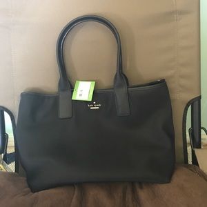 NWT black nylon Kate Spade shoulder purse