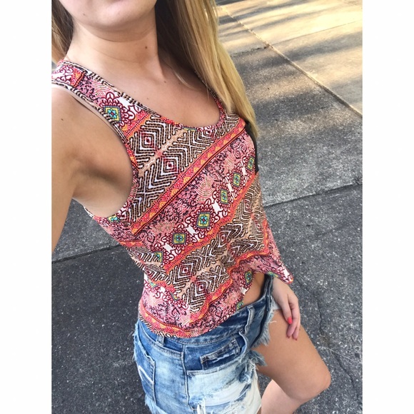 Orange printed SMALL crop top tank - Picture 2 of 2