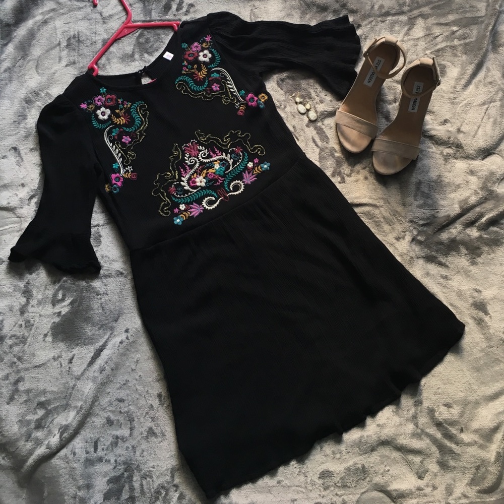 Embroidered boho chic dress