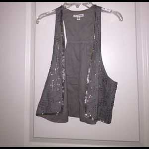 Gray Sequins Vest