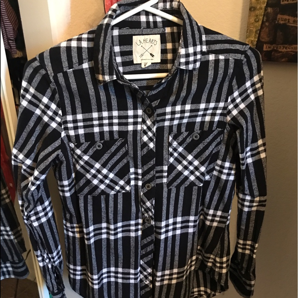 PacSun / LA Hearts Black & White Flannel