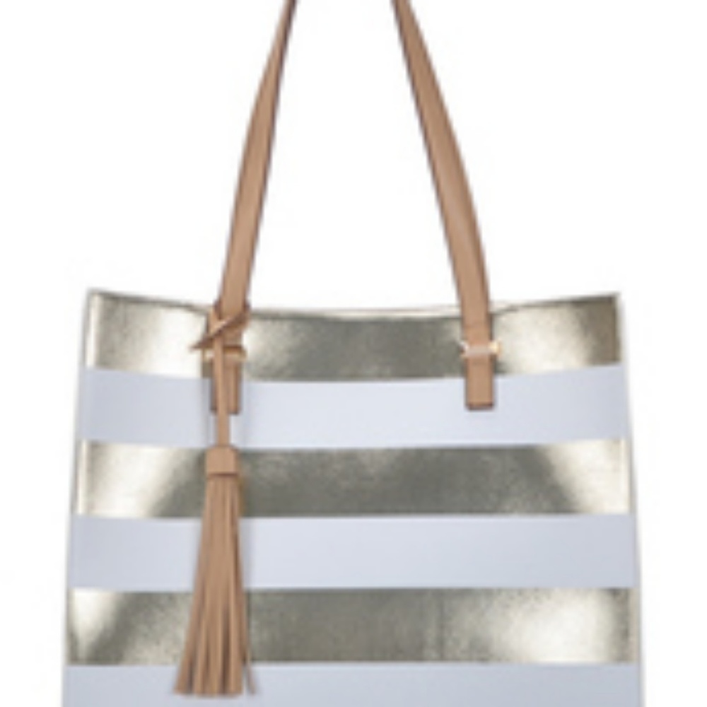 Gold and White Tote