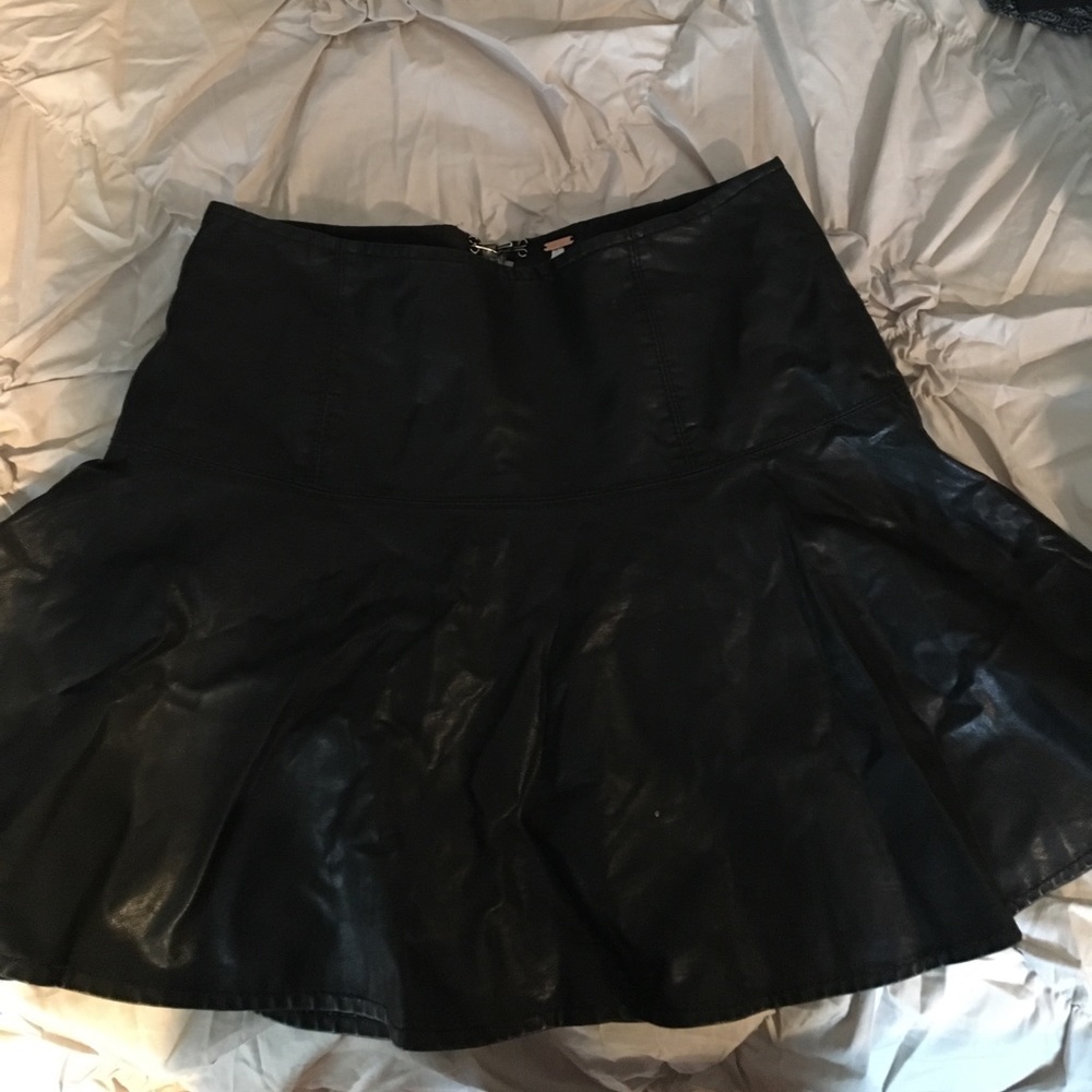 Free People leather fit and flare skirt