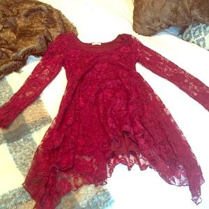Gorgeous Maroon Lace Dress Women's L