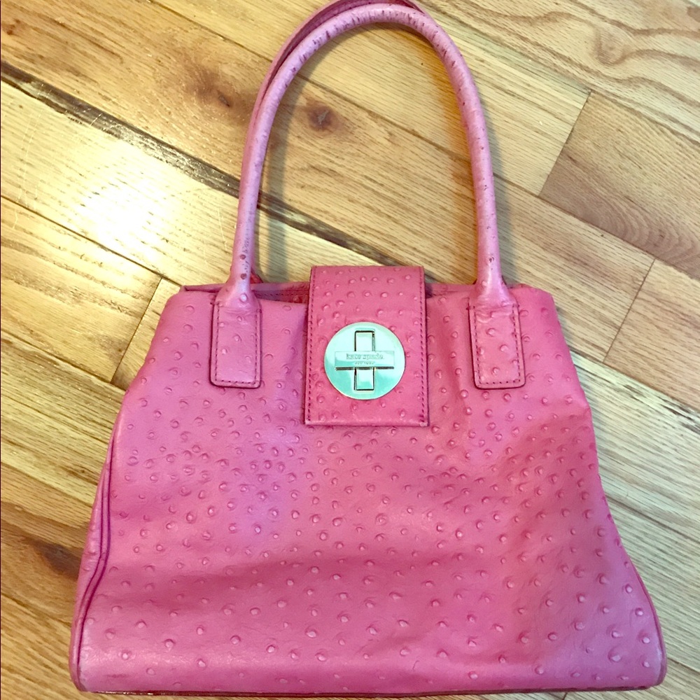 kate spade pink ostrich leather bag