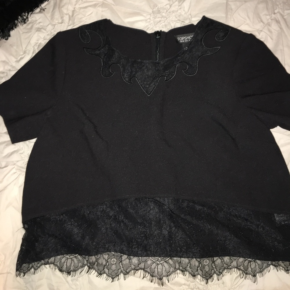 Topshop lace trim top