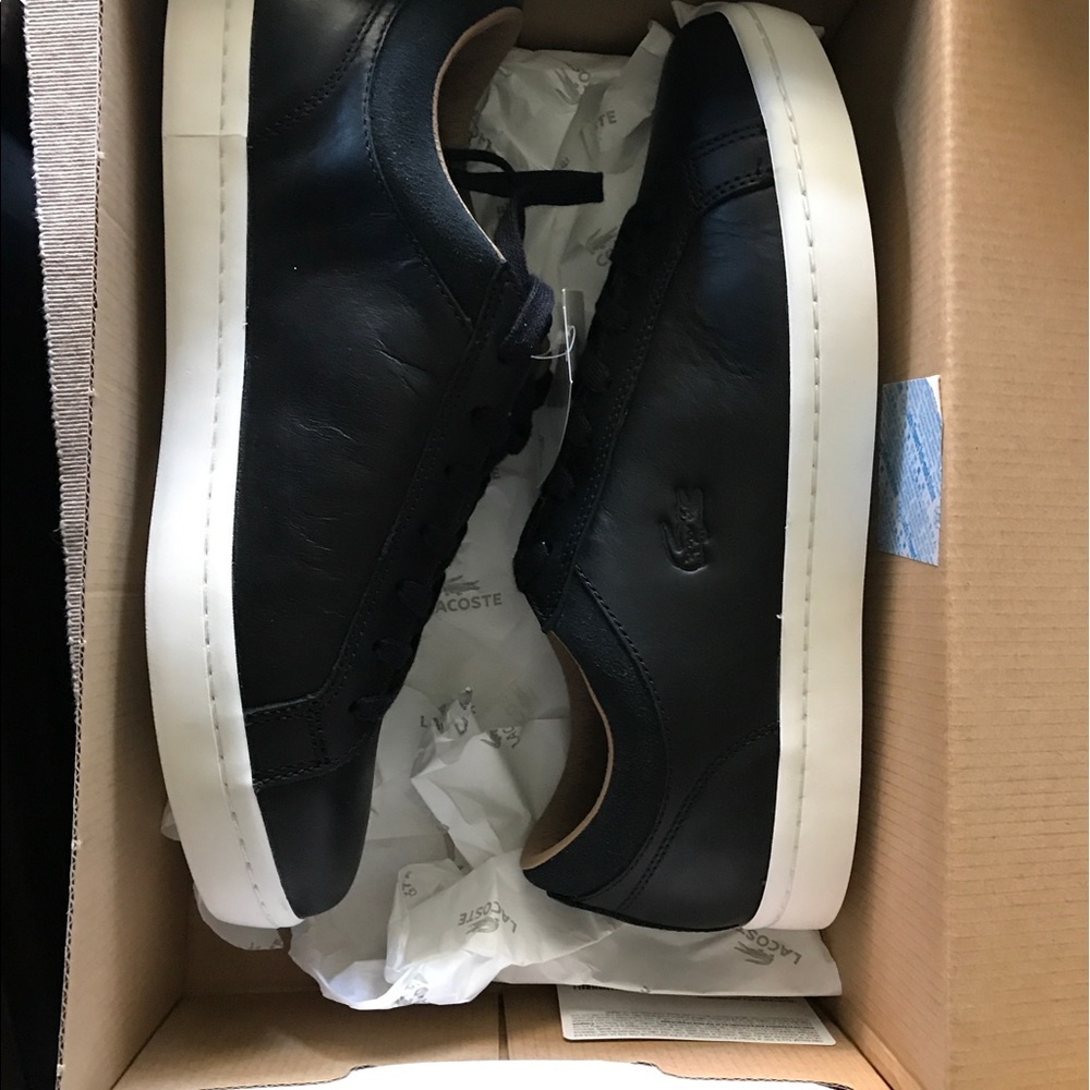 Lacoste shoes Black Leather/suede for men