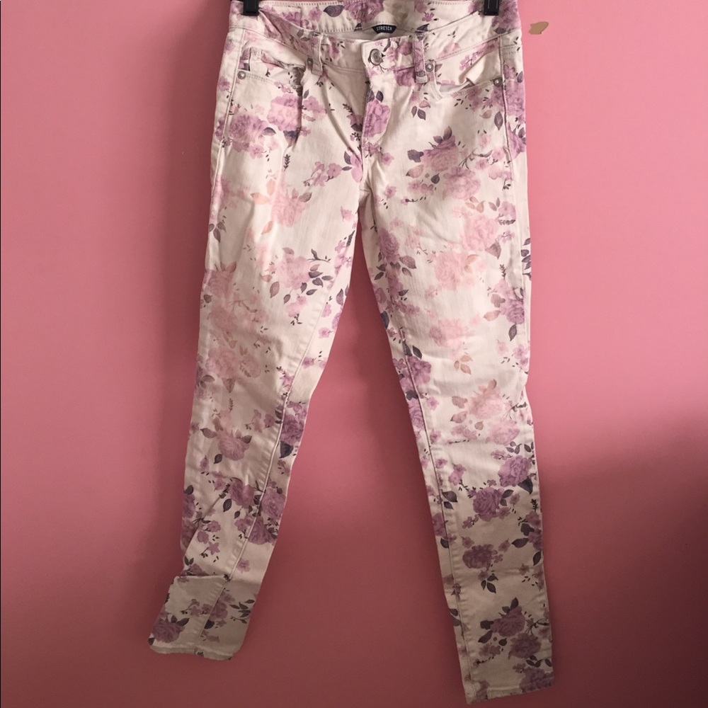 American Eagle floral skinny jeans