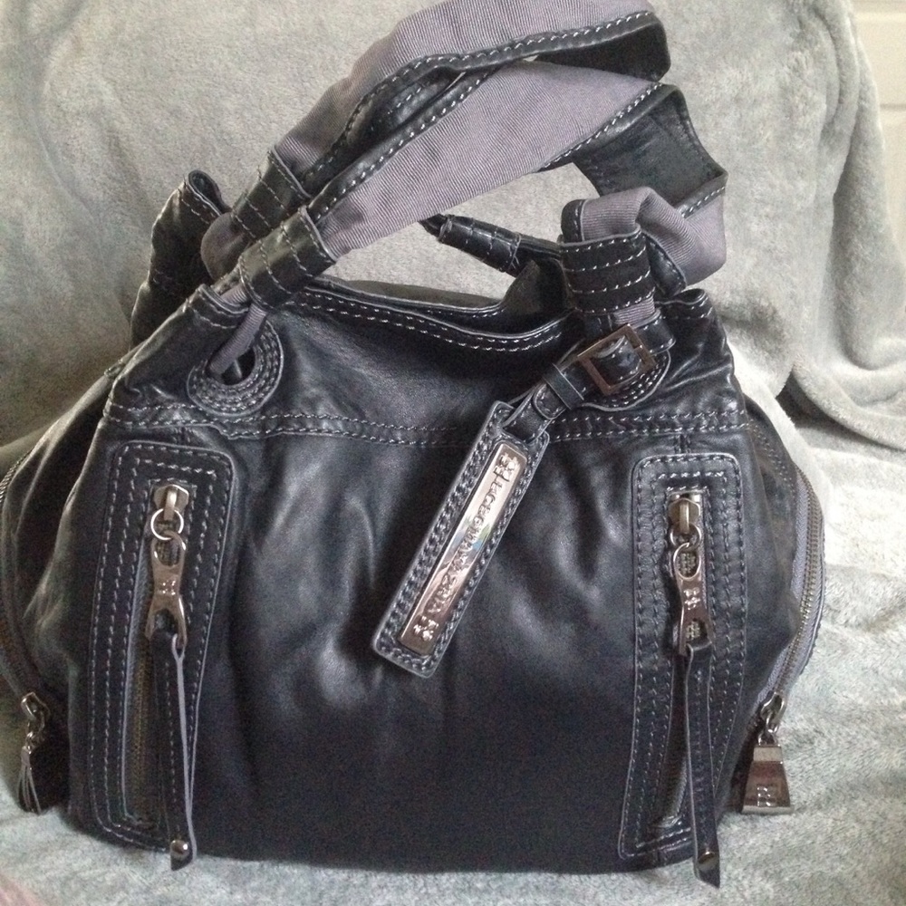 BCBG MAXAZRIA RUNWAY SMALL LEATHER SATCHEL INK