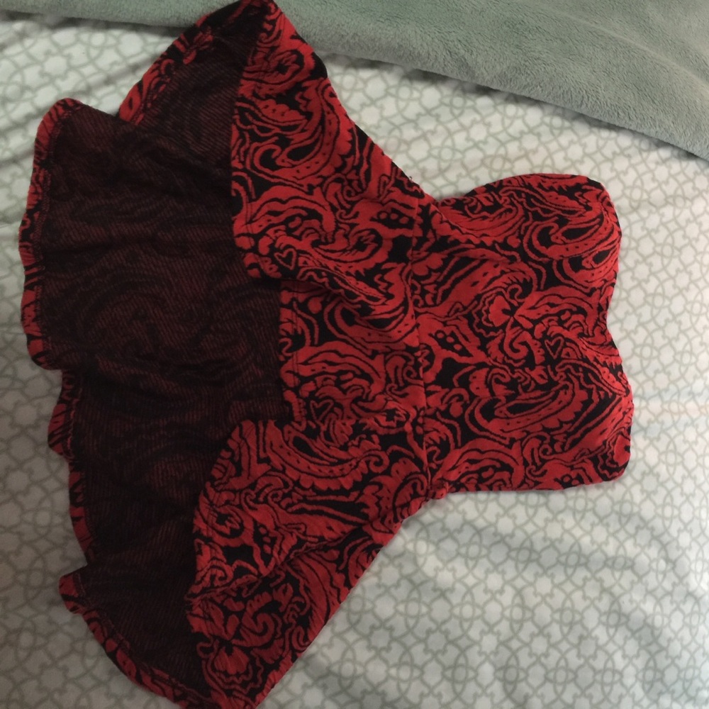 Red and black peplum top